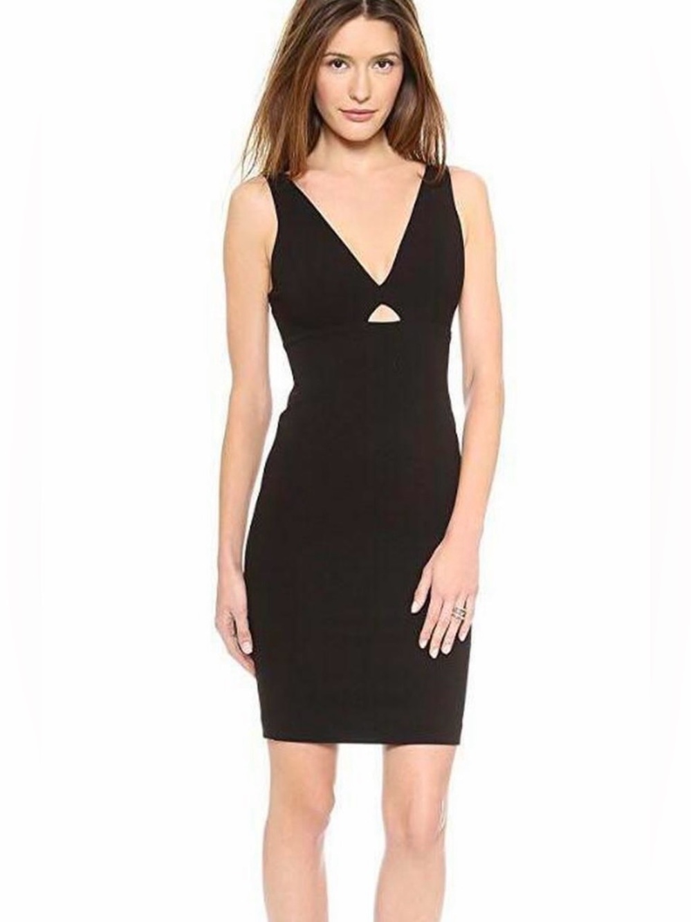 Alice + Olivia Black V-Neck Cutout Bodycon Dress